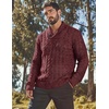 image:imageCOOFANDY Mens Shawl Collar Pullover Sweater Slim Fit Casual Button Cable Knit SweatersBurgundy