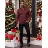 image:imageCOOFANDY Mens Shawl Collar Pullover Sweater Slim Fit Casual Button Cable Knit SweatersBurgundy