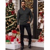 image:imageCOOFANDY Mens Shawl Collar Pullover Sweater Slim Fit Casual Button Cable Knit SweatersDark Grey