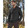 image:imageCOOFANDY Mens Shawl Collar Pullover Sweater Slim Fit Casual Button Cable Knit SweatersDark Grey