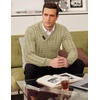 image:imageCOOFANDY Mens Shawl Collar Pullover Sweater Slim Fit Casual Button Cable Knit SweatersDark Khaki