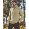 image:imageCOOFANDY Mens Shawl Collar Pullover Sweater Slim Fit Casual Button Cable Knit SweatersDark Khaki