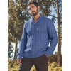 image:imageCOOFANDY Mens Shawl Collar Pullover Sweater Slim Fit Casual Button Cable Knit SweatersGray Blue