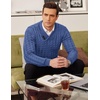 image:imageCOOFANDY Mens Shawl Collar Pullover Sweater Slim Fit Casual Button Cable Knit SweatersGray Blue