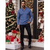 image:imageCOOFANDY Mens Shawl Collar Pullover Sweater Slim Fit Casual Button Cable Knit SweatersGray Blue
