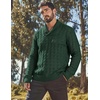 image:imageCOOFANDY Mens Shawl Collar Pullover Sweater Slim Fit Casual Button Cable Knit SweatersGreen