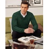 image:imageCOOFANDY Mens Shawl Collar Pullover Sweater Slim Fit Casual Button Cable Knit SweatersGreen