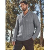 image:imageCOOFANDY Mens Shawl Collar Pullover Sweater Slim Fit Casual Button Cable Knit SweatersGrey