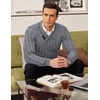image:imageCOOFANDY Mens Shawl Collar Pullover Sweater Slim Fit Casual Button Cable Knit SweatersGrey