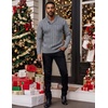 image:imageCOOFANDY Mens Shawl Collar Pullover Sweater Slim Fit Casual Button Cable Knit SweatersGrey
