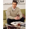 image:imageCOOFANDY Mens Shawl Collar Pullover Sweater Slim Fit Casual Button Cable Knit SweatersKhaki
