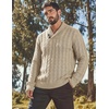image:imageCOOFANDY Mens Shawl Collar Pullover Sweater Slim Fit Casual Button Cable Knit SweatersKhaki
