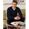 image:imageCOOFANDY Mens Shawl Collar Pullover Sweater Slim Fit Casual Button Cable Knit SweatersNavy Blue
