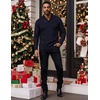 image:imageCOOFANDY Mens Shawl Collar Pullover Sweater Slim Fit Casual Button Cable Knit SweatersNavy Blue