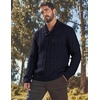 image:imageCOOFANDY Mens Shawl Collar Pullover Sweater Slim Fit Casual Button Cable Knit SweatersNavy Blue