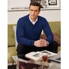 image:imageCOOFANDY Mens Shawl Collar Pullover Sweater Slim Fit Casual Button Cable Knit SweatersRoyal Blue