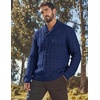image:imageCOOFANDY Mens Shawl Collar Pullover Sweater Slim Fit Casual Button Cable Knit SweatersRoyal Blue