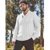image:imageCOOFANDY Mens Shawl Collar Pullover Sweater Slim Fit Casual Button Cable Knit SweatersWhite