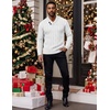 image:imageCOOFANDY Mens Shawl Collar Pullover Sweater Slim Fit Casual Button Cable Knit SweatersWhite