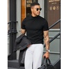 image:imageCOOFANDY Mens Short Sleeve Mock Turtleneck SweaterAll Black