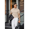 image:imageCOOFANDY Mens Short Sleeve Mock Turtleneck SweaterApricot