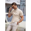 image:imageCOOFANDY Mens Short Sleeve Mock Turtleneck SweaterApricot