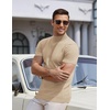 image:imageCOOFANDY Mens Short Sleeve Mock Turtleneck SweaterBeige