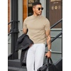 image:imageCOOFANDY Mens Short Sleeve Mock Turtleneck SweaterBeige