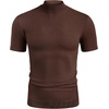 image:imageCOOFANDY Mens Short Sleeve Mock Turtleneck SweaterBrown