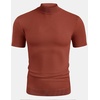 image:imageCOOFANDY Mens Short Sleeve Mock Turtleneck SweaterCaramel