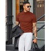 image:imageCOOFANDY Mens Short Sleeve Mock Turtleneck SweaterCaramel