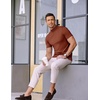 image:imageCOOFANDY Mens Short Sleeve Mock Turtleneck SweaterCaramel