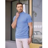 image:imageCOOFANDY Mens Short Sleeve Mock Turtleneck SweaterLight Blue