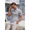 image:imageCOOFANDY Mens Short Sleeve Mock Turtleneck SweaterLight Grey
