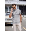 image:imageCOOFANDY Mens Short Sleeve Mock Turtleneck SweaterLight Grey