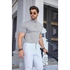 image:imageCOOFANDY Mens Short Sleeve Mock Turtleneck SweaterLight Grey