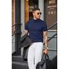 image:imageCOOFANDY Mens Short Sleeve Mock Turtleneck SweaterNavy Blue