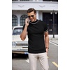image:imageCOOFANDY Mens Short Sleeve Mock Turtleneck SweaterStriped Black
