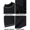 image:imageCOOFANDY Mens Short Sleeve Mock Turtleneck SweaterStriped Black