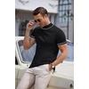 image:imageCOOFANDY Mens Short Sleeve Mock Turtleneck SweaterStriped Black