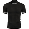 image:imageCOOFANDY Mens Short Sleeve Mock Turtleneck SweaterStriped Black