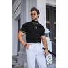 image:imageCOOFANDY Mens Short Sleeve Mock Turtleneck SweaterStriped Black