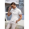 image:imageCOOFANDY Mens Short Sleeve Mock Turtleneck SweaterStriped White