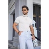 image:imageCOOFANDY Mens Short Sleeve Mock Turtleneck SweaterStriped White