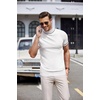 image:imageCOOFANDY Mens Short Sleeve Mock Turtleneck SweaterStriped White