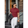 image:imageCOOFANDY Mens Short Sleeve Mock Turtleneck SweaterWine Red