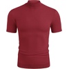 image:imageCOOFANDY Mens Short Sleeve Mock Turtleneck SweaterWine Red