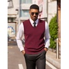 image:imageCOOFANDY Mens Sleeveless Sweater Vest Lightweight VNeck Cotton Vest Pullover1 Dark Red