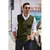 image:imageCOOFANDY Mens Sleeveless Sweater Vest Lightweight VNeck Cotton Vest PulloverArmy Green