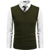 image:imageCOOFANDY Mens Sleeveless Sweater Vest Lightweight VNeck Cotton Vest PulloverArmy Green